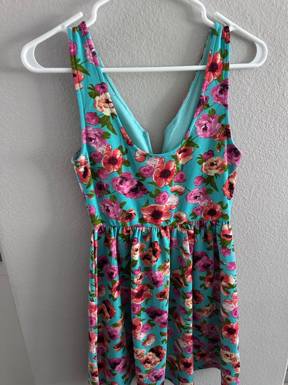 Floral Babydoll Mini Dress Small Blue Pink - Picture 2 of 2